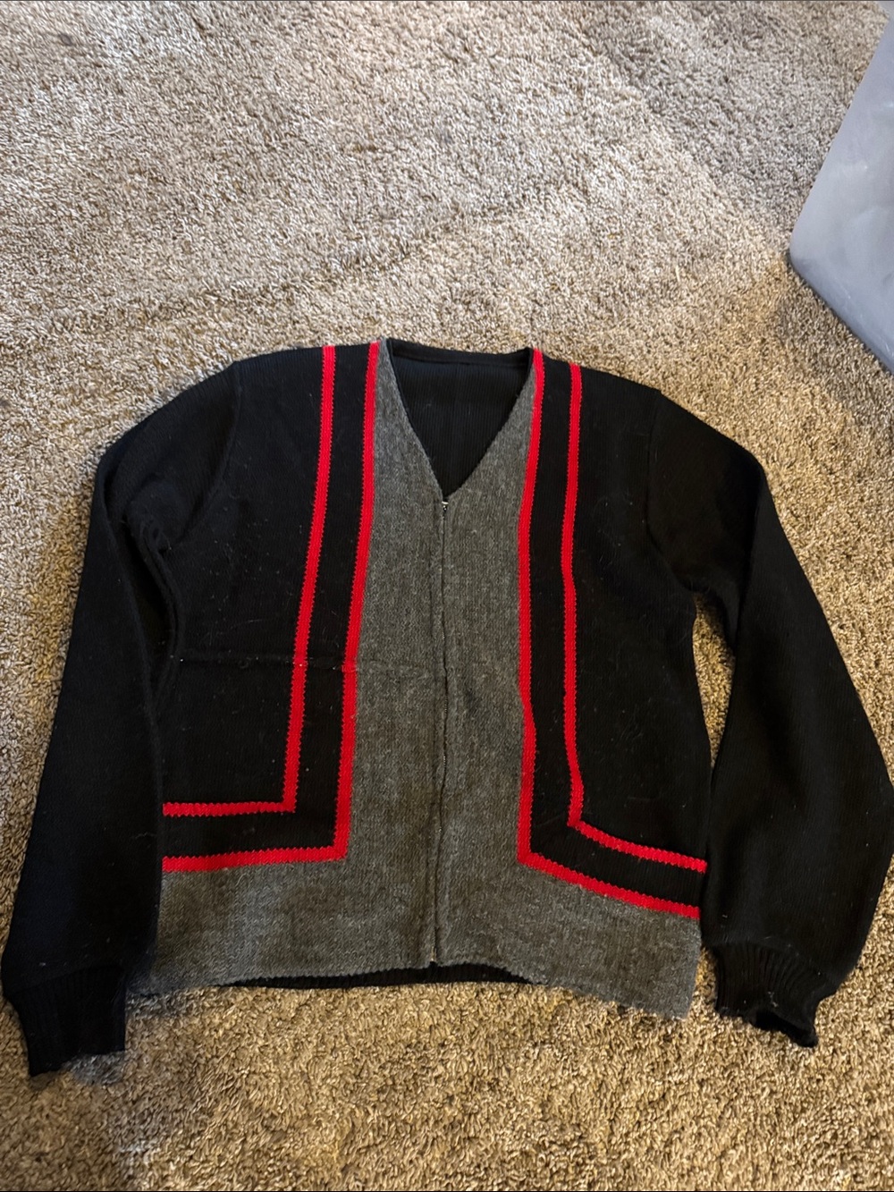 Vintage zip-front cardigan S Small homemade?